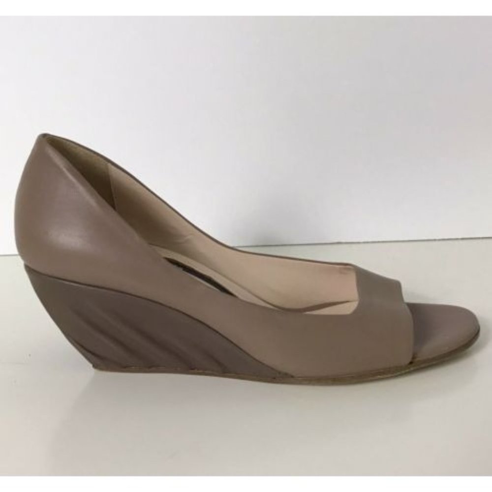 Dusica Sacks Kotur Shoes Size 37 / 6.5 Nude Tan Open Toe Wedge Italian Leather